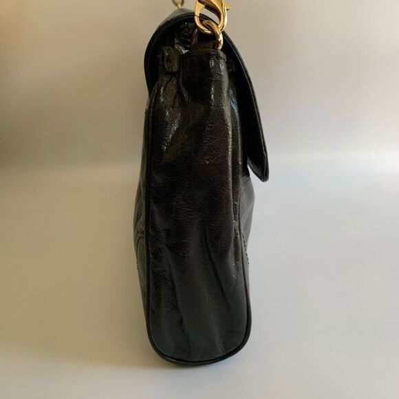 Cole Haan Textured Leather Shoulder Bag with Chain Detail in Black - Picture 10 of 12